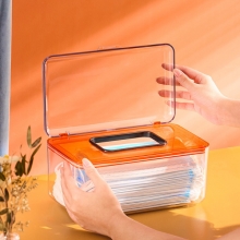 口罩盒透明PET抽纸盒 桌面现代简约湿巾口罩收纳盒 员工礼品