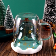 创意圣诞树星愿杯 耐热双层玻璃杯 圣诞节礼品