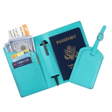 多功能护照夹行李牌套装 带笔插多收纳十指纹护照套行李牌套装 广告促销品