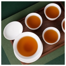 润元套装A 赤壁砖茶（方砖）+茶刀+白瓷盖碗+白瓷品茗杯*4套装 客户拜访礼品