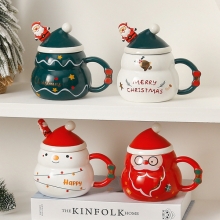 圣诞水杯马克杯 北欧风雪人圣诞树圣诞老人陶瓷杯 圣诞创意礼品