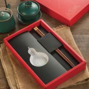 【若生活】红檀木筷子 创意实木礼品筷 中国风圆顶福字筷 最受欢迎小礼品