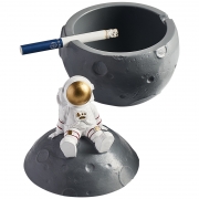 创意宇航员吸烟缸 北欧ins风防飞灰带盖烟灰缸 创意桌面摆件