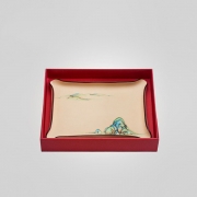 【故宫博物院】千里江山茶具皮托盘摆件 创意实用礼品