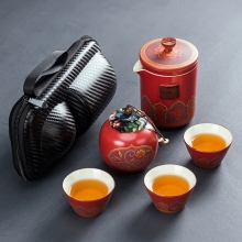 户外便携快客茶杯旅行茶具  一壶三杯一茶叶罐套装 银行活动礼品
