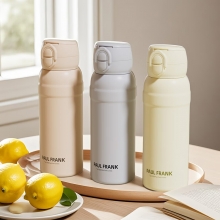 大嘴猴（PAUL FRANK) 时尚双饮弹跳吸管杯 316L不锈钢内胆保温杯 活动礼品