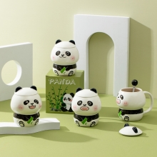 可爱卡通熊猫陶瓷杯 高颜值马克杯 公司活动礼品