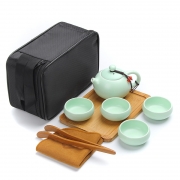 定窑陶瓷旅行便携功夫茶具套装 黑色旅行包一壶四杯一盘一茶巾一茶夹