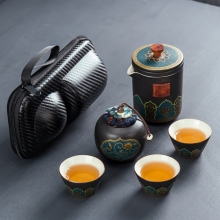 户外便携快客茶杯旅行茶具  一壶三杯一茶叶罐套装 银行活动礼品