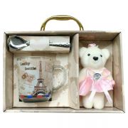 实用创意小熊+玻璃杯+勺子礼盒装 做为活动的礼品