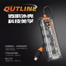 创意赛博朋克风多功能5合1type-c扩展坞 usb hub网口转接HD MI拓展坞 公司宣传小礼品