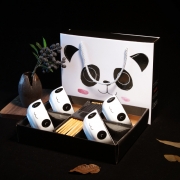 【国宝熊猫】青花瓷简约黑白碗筷礼盒套装 实用小礼品有哪些