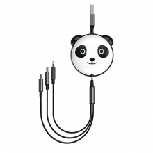 创意熊猫一拖三数据线 手机快充三合一数据线 实用礼品有哪些