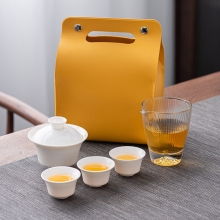 羊脂玉瓷旅行茶具套装 快客杯一壶三杯便携户外茶具 促销礼品定制