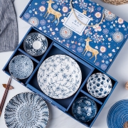 日式和风家用陶瓷餐具 创意复古精致碗勺盘礼盒套装 实用礼品送什么