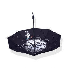 星球宇航员黑胶防晒自动伞 晴雨两用一键收缩三折伞 公司宣传小礼品
