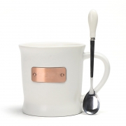 创意铜片黑白骑士陶瓷马克杯 办公咖啡杯 员工生日礼品推荐