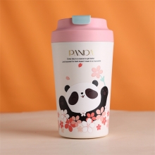 真陶瓷内胆熊猫骨瓷咖啡杯 高颜值简约可爱卡通保温杯 随手杯 搞活动送什么小礼品好