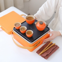 轻简时尚便携式户外泡茶旅行茶具套装 收纳盒功夫茶具 商务伴手礼品