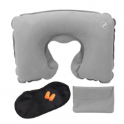户外旅行充气枕头 旅游三宝 U型枕眼罩耳塞组合套装（配收纳包）