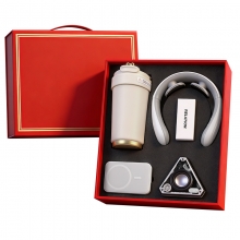 高档商务四件套 机甲V2蓝牙音箱+磁吸充电宝+P1颈椎仪+充电款磨砂咖啡杯 答谢伴手礼