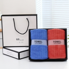 珊瑚绒毛巾礼盒 简约条纹吸水毛巾 实用福利礼品