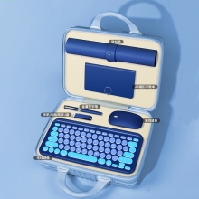 实用行李箱伴手礼六件套 鼠标垫+磁扣本+键盘鼠标+两用U盘+笔+旅行箱 年会礼品