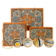 波西米亚风陶瓷碗餐具套装 日式饭碗礼盒装 展会礼品