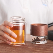 旅行双层玻璃泡茶杯 创意茶水分离茶杯 户外便携玻璃杯 200ML 便携商务礼品